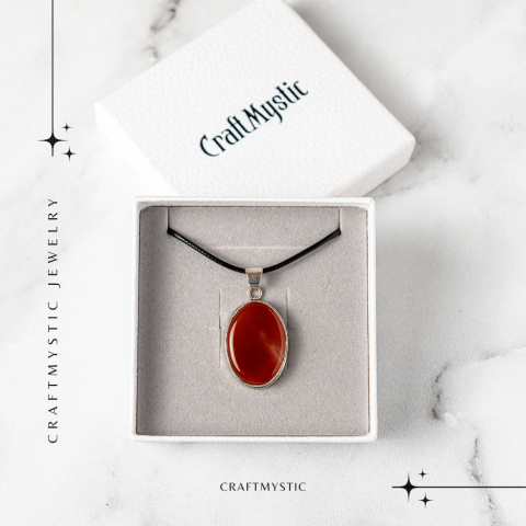Colier ajustabil cu pandantiv oval din Carneol Natural – Vitalitate si Creativitate [5]
