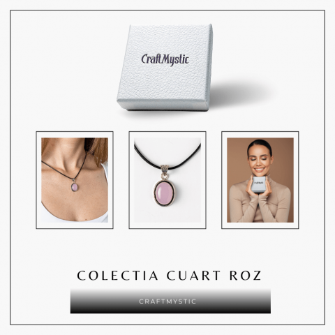 Colier reglabil cu pandantiv oval Cuart Roz – Dragoste si Echilibru Emotional [7]
