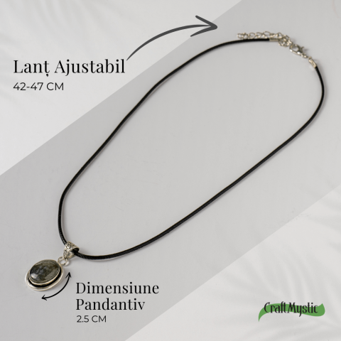 Colier ajustabil cu pandantiv oval din Labradorit Natural – Intuitie si Protectie Energetica [3]