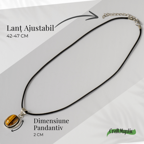 Colier cu pandantiv oval din Ochi de Tigru Natural – Protectie si Curaj [3]