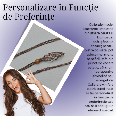 Colier Reglabil Maro Model Macrame din bumbac - Pentru Piatra ta Favorita [2]