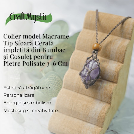 Colier Reglabil Maro Model Macrame din bumbac - Pentru Piatra ta Favorita [4]