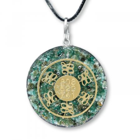Pesti - Colier ajustabil cu pandantiv rotund Zibu Jad Verde - Noroc si Armonie