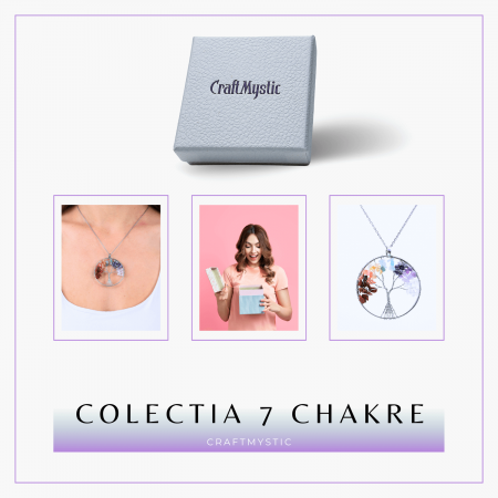 Colier rotund ajustabil cu arborele vietii si pietre pentru chakre [6]