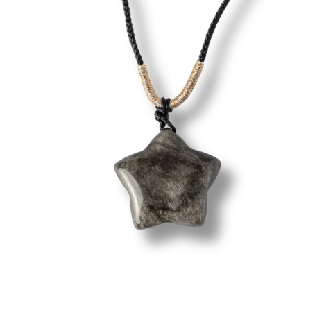 Colier Stea din Obsidian de Gheata Natural cu Snur Reglabil – Protectie si Claritate Interioara [8]