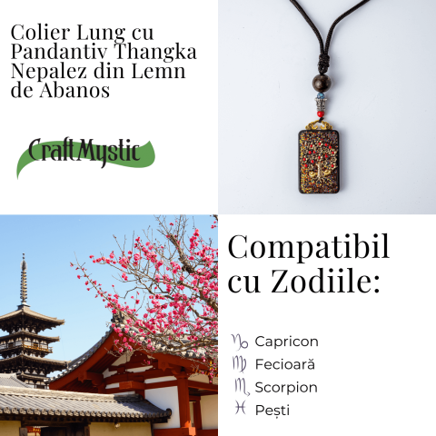 Colier Thangka Nepalez din Lemn de Abanos cu Arborele Vietii – Protectie, Armonie si Renastere Spirituala [4]