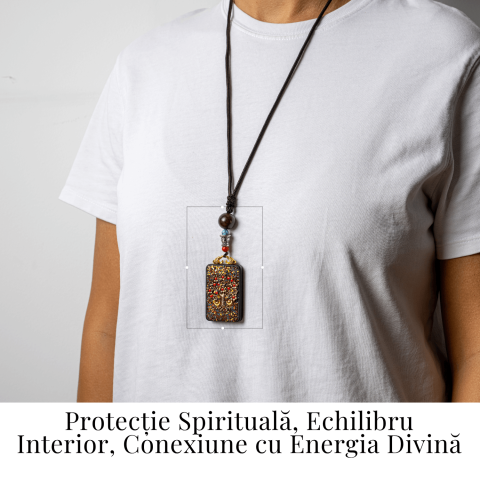 Colier Thangka Nepalez din Lemn de Abanos cu Arborele Vietii – Protectie, Armonie si Renastere Spirituala [1]