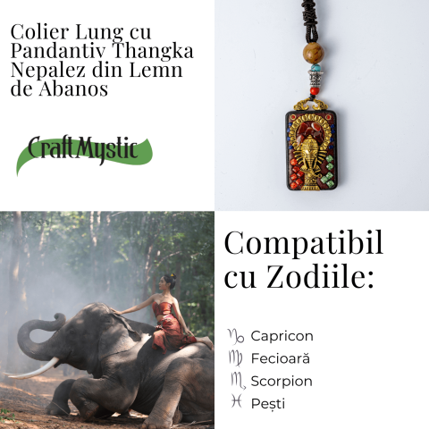 Colier Thangka Nepalez din Lemn de Abanos cu Vasul Abundentei – Protectie Spirituala si Echilibru Interior [3]