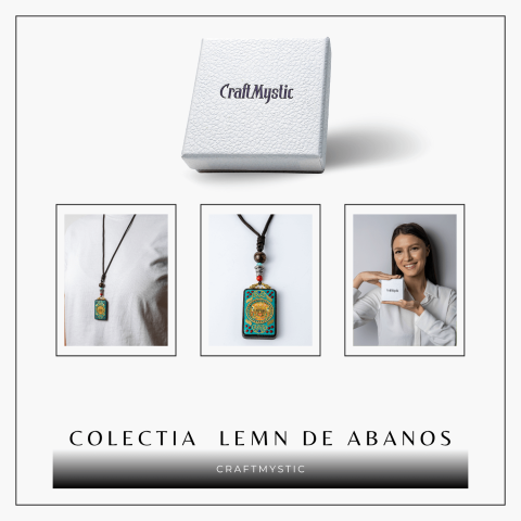 Colier Thangka Nepalez din Lemn cu Leul de Zapada – Curaj, Protectie si Echilibru Divin [7]