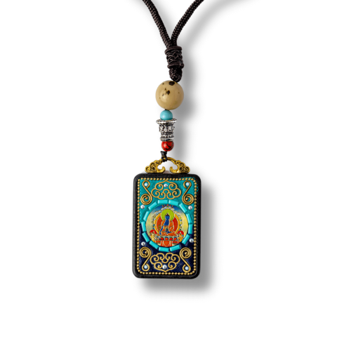 Claritate Mentala si Focus - Colier Thangka Nepalez din Lemn de Abanos cu Buddha Shakyamuni – Protectie Spirituala si Claritate Interioara