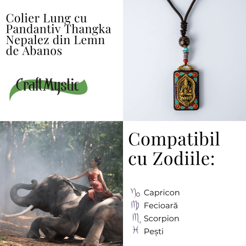 Colier Thangka Nepalez din Lemn de Abanos cu Simbol Ganesha – Protectie Spirituala si Abundenta Interioara [4]