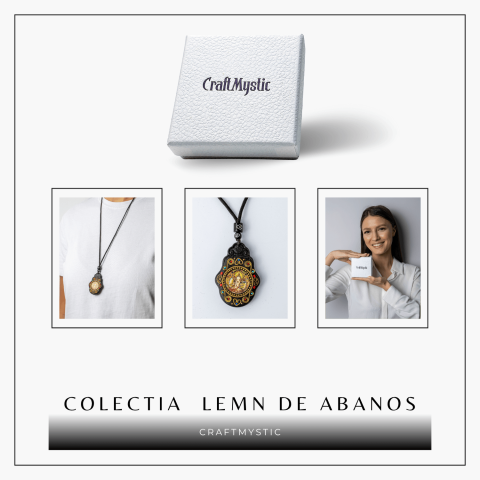 Colier Thangka Nepalez din Lemn de Abanos cu Zeita Saraswati – Claritate Spirituala si Inspiratie Divina [7]