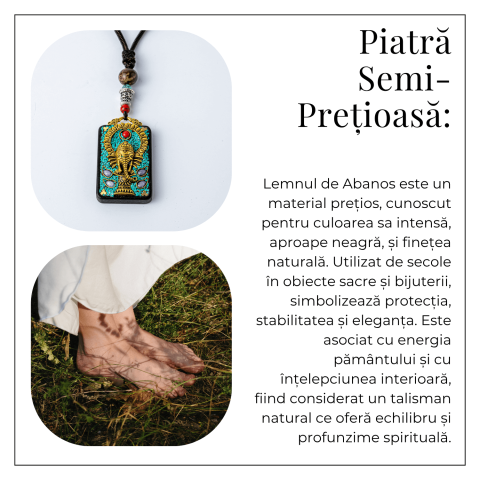 Colier Thangka Nepalez din Lemn de Abanos cu Simbol Ganesha – Protectie Spirituala si Abundenta [5]