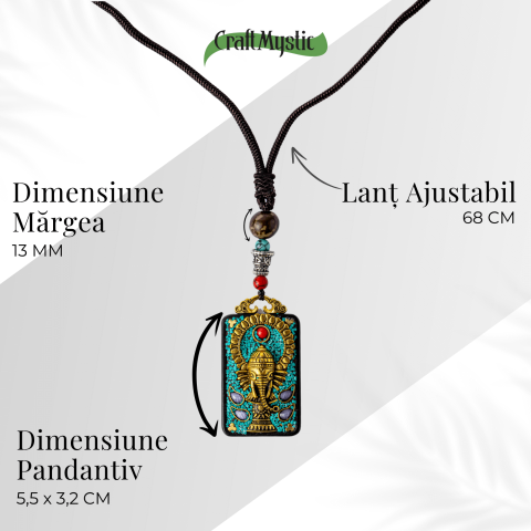 Colier Thangka Nepalez din Lemn de Abanos cu Simbol Ganesha – Protectie Spirituala si Abundenta [3]