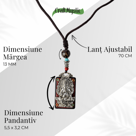 Colier Thangka Nepalez din Lemn de Abanos cu Zeul Ganesha – Prosperitate, Intelepciune si Protectie Divina [3]