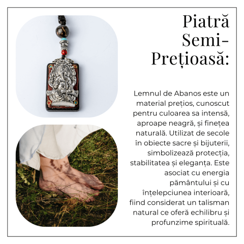 Colier Thangka Nepalez din Lemn de Abanos cu Zeul Ganesha – Prosperitate, Intelepciune si Protectie Divina [5]