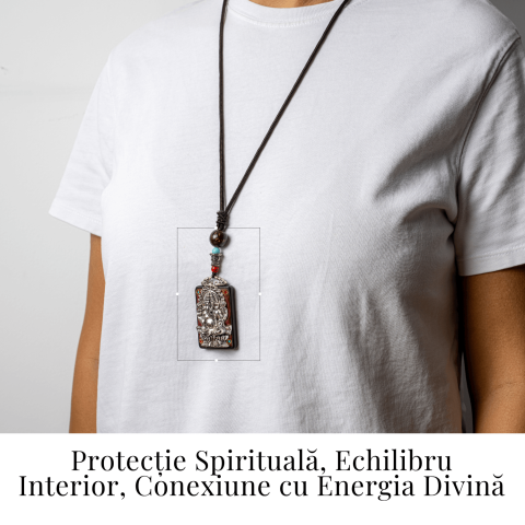 Colier Thangka Nepalez din Lemn de Abanos cu Zeul Ganesha – Prosperitate, Intelepciune si Protectie Divina [1]