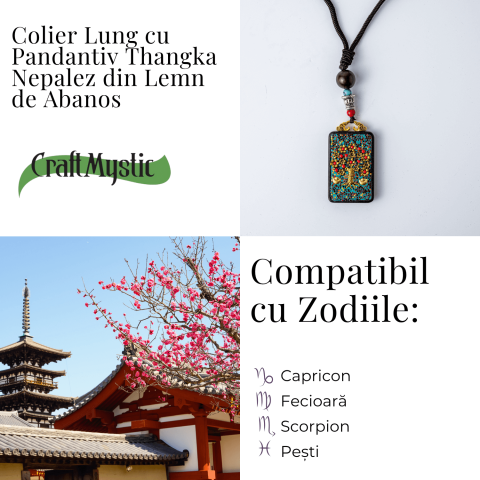 Colier Thangka Nepalez din Lemn de Abanos cu Arborele Vietii – Echilibru, Renastere si Conexiune Divina [4]