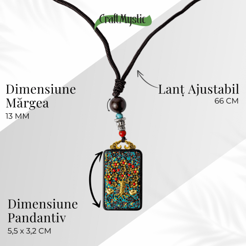Colier Thangka Nepalez din Lemn de Abanos cu Arborele Vietii – Echilibru, Renastere si Conexiune Divina [3]