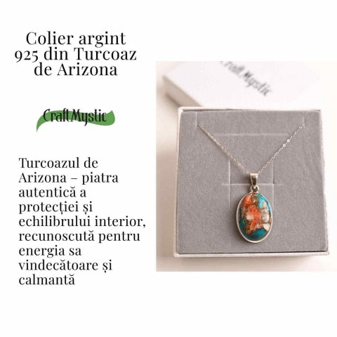 Colier cu turcoaz Arizona si scoica Spiny, montura Argint 925, 8.16 gr – Protejeaza si Echilibreaza [2]