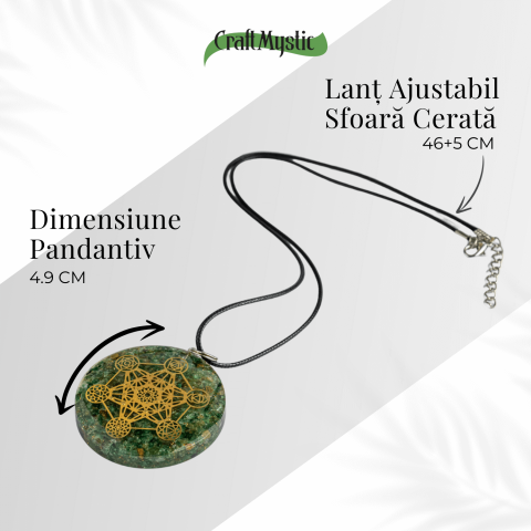 Pandantiv Orgon Verde cu Simbol Metatron – Protectie Energetica, Echilibru si Conexiune Sacra [3]