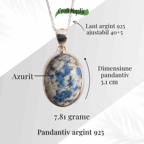 Colier cu piatra de Azurit natural si Argint 925, 9.90 gr – Claritate Mentala si Intuitie Amplificata [4]