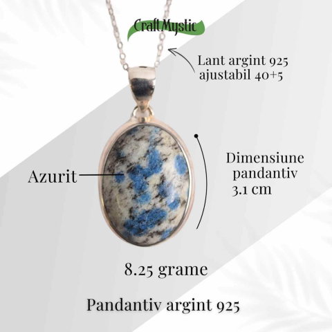 Colier cu piatra de Azurit natural si Argint 925, 9.90 gr – Claritate Mentala si Intuitie Amplificata [4]