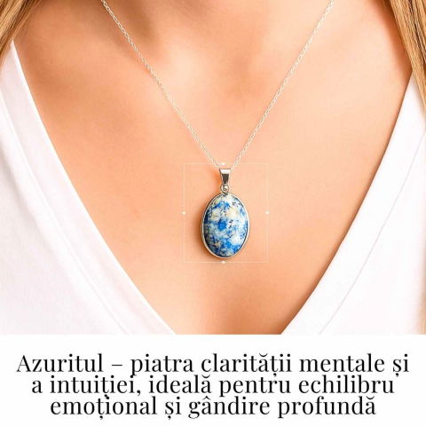 Colier cu piatra de Azurit natural si Argint 925, 9.90 gr – Claritate Mentala si Intuitie Amplificata [1]