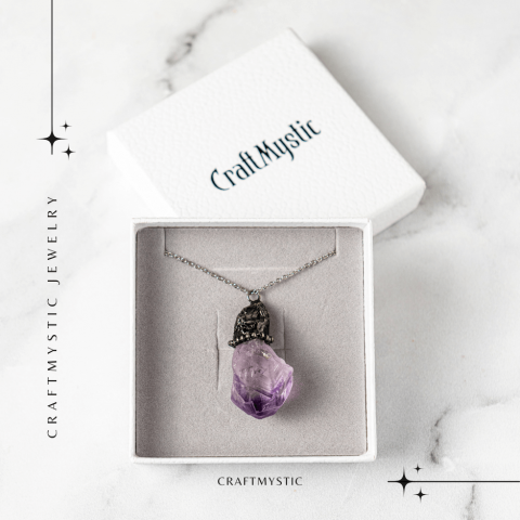 Colier vintage varf Ametist Brut – Claritate Mentala si Protectie [4]