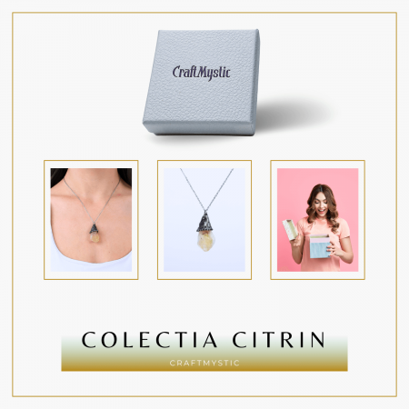 Colier ajustabil vintage cu pandantiv varf de citrin - Energie si Succes [6]