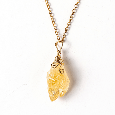 Citrin - Colier auriu cu Citrin Brut – Prosperitate si Energie Pozitiva