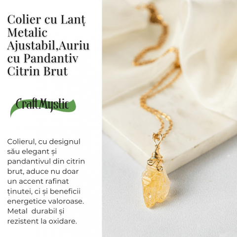 Colier auriu cu Citrin Brut – Prosperitate si Energie Pozitiva [4]