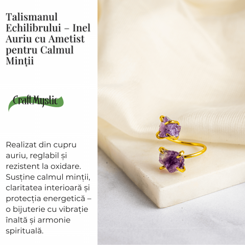 Talismanul Echilibrului – Inel Auriu cu Ametist pentru Calmul Mintii [2]