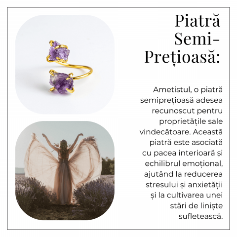Talismanul Echilibrului – Inel Auriu cu Ametist pentru Calmul Mintii [5]