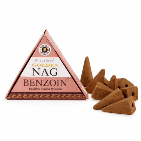Palo Santo, Salvie și Bețișoare - Conuri Parfumate Backflow Golden Nag Benzoin – Piramida Sacra pentru Protectie si Purificare Energetica