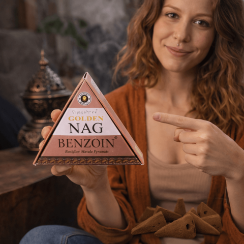 Conuri Parfumate Backflow Golden Nag Benzoin – Piramida Sacra pentru Protectie si Purificare Energetica [3]