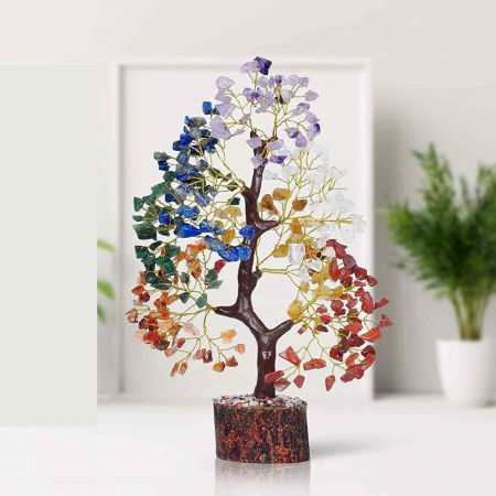 Copac arborele vietii premium - Arbore din cristale pentru energie pozitiva, realizat manual cu sapte pietre chakre, cristale si pietre vindecatoare [4]