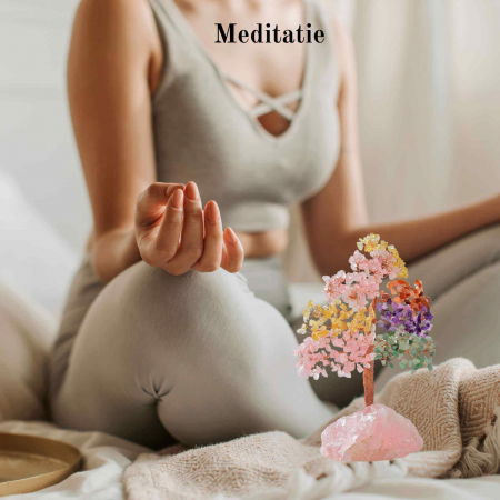 Arborele vietii premium din cristale naturale Chakra cu baza de cuart roz cu proprietati vindecatoare - Bonsai Feng Shui pentru vindecare si noroc 20 cm si 378 mini pietre naturale si baza din cristal natural pentru noroc si prosperitate [5]