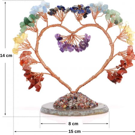 Copac pietre semipretioase 7 chakra in forma de inima – Decor cristal feng shui, accesorii premium pentru birou [1]