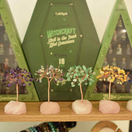 Copacel 10-11 cm din cristale naturale Turmalina colorata cu baza de Cuart Roz cu 6 ramuri și 54 mini pietre semiprețioase - Protectie si iubire [4]