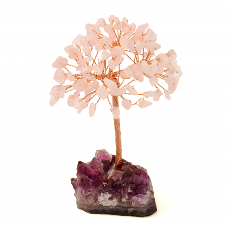 Copacel 12-13 cm cu 108 pietre naturale semipretioase Fluorit pe baza de Ametist cluster - Sprijina calmitatea, concentrarea si cresterea intuitiei