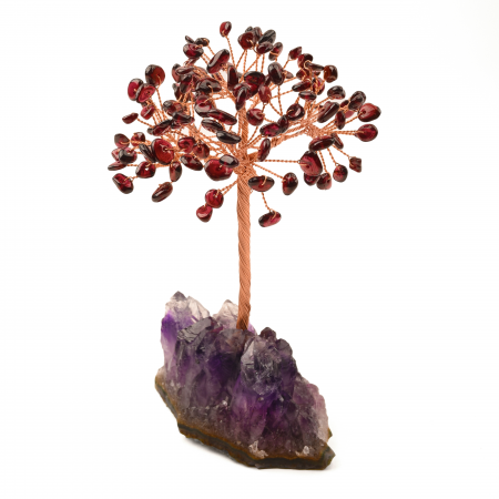 Copacel 12-13 cm cu 108 pietre naturale semipretioase Citrin pe baza de Ametist cluster - Arborele vietii pentru noroc, decor interior, exterior