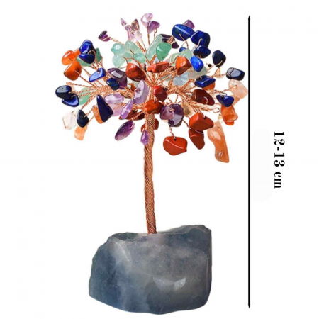 Copacel 12-13 cm din 7 pietre naturale Chakra si baza din cristal natural pentru noroc si prosperitate [1]