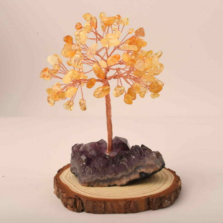 Copacel 12-13 cm cu 108 pietre naturale semipretioase Citrin pe baza de Ametist cluster - Arborele vietii pentru noroc, decor interior, exterior [5]