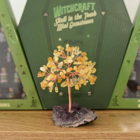 Copacel 12-13 cm cu 108 pietre naturale semipretioase Citrin pe baza de Ametist cluster - Arborele vietii pentru noroc, decor interior, exterior [2]