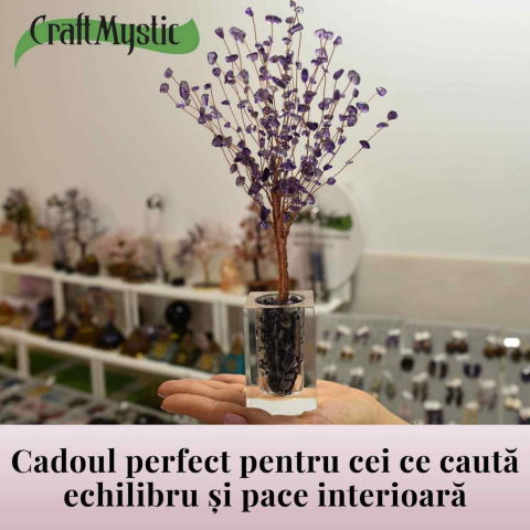 Copacel tip vaza cu pietre naturale de ametist si umplutura de pietre naturale de ametist [1]