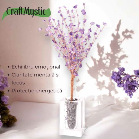 Copacel tip vaza cu pietre naturale de ametist si umplutura de pietre naturale de ametist [2]