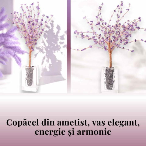 Copacel tip vaza cu pietre naturale de ametist si umplutura de pietre naturale de ametist [4]