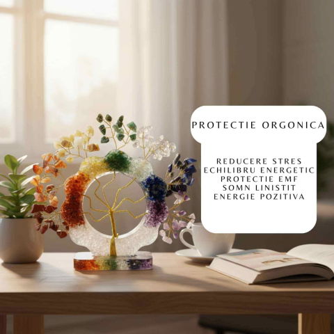 Copacel Orgonic Floare cu 7 Pietre Naturale – Echilibru Chakre 15x15 cm [1]