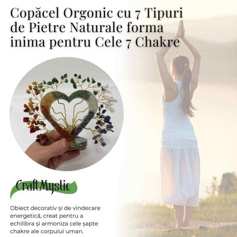 Copacel Orgon cu 7 Pietre Naturale – Forma Inima pentru Echilibrarea Chakrelor [3]